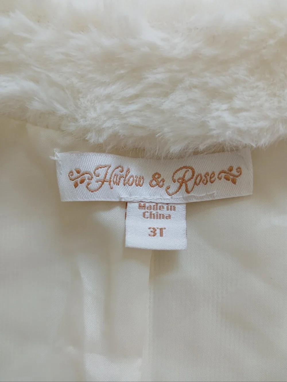 Harlow & Rose 3T Girls Cream Faux Fur Bolero Jacket Short Sleeve Cardigan